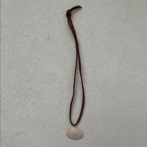 Brown Suede Necklace with Florida Shell Pendant Handmade